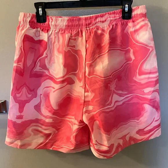 NWT Romwe Shein Pink/White Tie Dyed Womens Shorts L - Picture 5 of 5